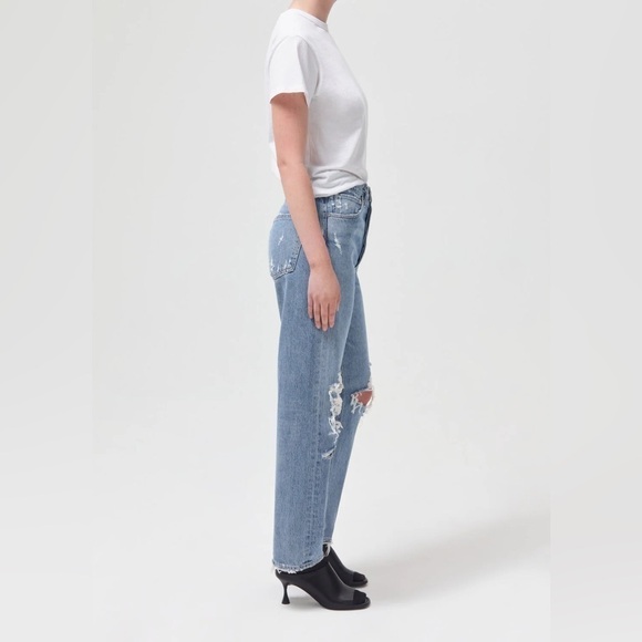 Agolde 90’s Mid Rise Loose Fit Straight Jeans in Fall Out 24 - Picture 3 of 14
